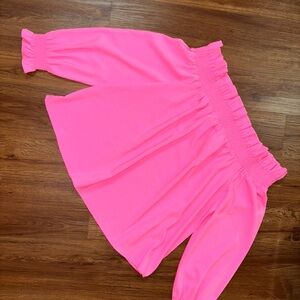 Crown & Ivy Hot Pink Off-Shoulder Blouse